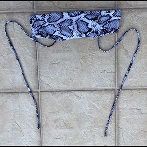 Snake Print Bandeau Bikini Top